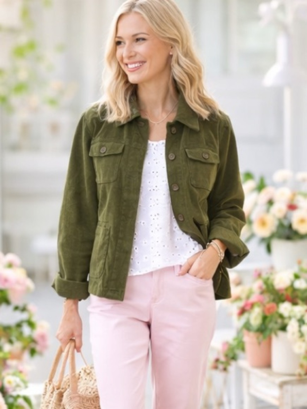 Talbots Olive Green Button-Down Blazer Jacket - Women’s Size 6 Like New